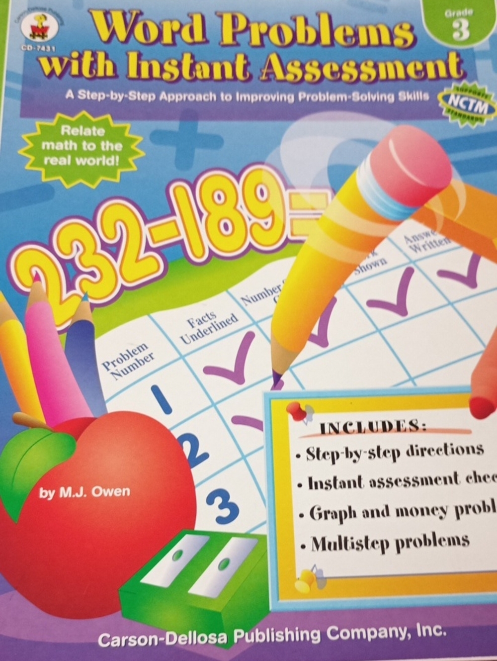 Carson-Dellosa Grade 3 Word Problems Workbook - Colorful Practice
